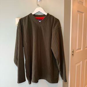 Green Faded Glory V Neck Sweater Pullover Men’s Large Vintage